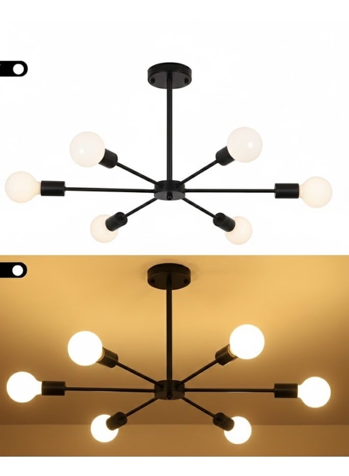 زوبا دوارا دلاية 6 لمبة اسود مودرن مناسبه لجميع الغرف والمساحات - Image 1